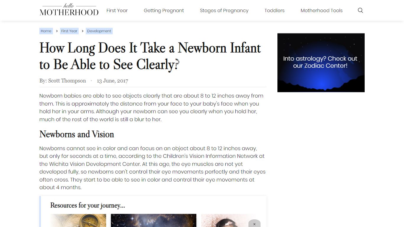 How Long Does It Take a Newborn Infant to Be Able to See Clearly?